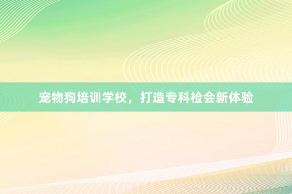 宠物狗培训学校,打造专科检会新体验